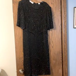 Black beaded short sleeved dress